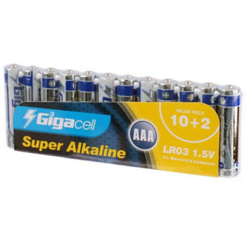 باتری نیم قلمی گیگاسل Gigacell LR03 Super Alkaline | بسته ۱۲ عددی
