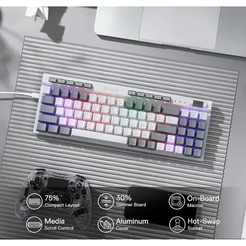 کیبورد گیمینگ ردراگون RedRagon Magic Wand SE K655 WG RGB کیبورد گیمینگ ردراگون RedRagon Magic Wand SE K655 WG RGB