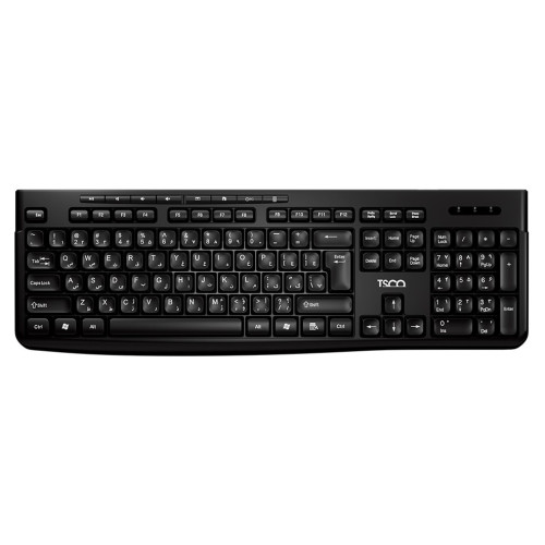 کیبورد و ماوس بی‌سیم TSCO TKM-7027W با حروف فارسی، طراحی ارگونومیک و یک دانگل USB