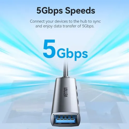 هاب-۴-در-۱-ونشن-Vention-CKOHB هاب ۴ در ۱ USB 3.0 ونشن Vention CKOHB با بدنه فلزی و کابل بافته شده
