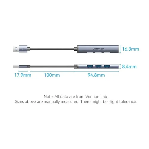 هاب-۴-در-۱-ونشن-Vention-CKOHB هاب ۴ در ۱ USB 3.0 ونشن Vention CKOHB با بدنه فلزی و کابل بافته شده