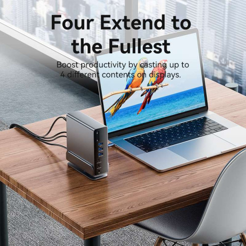 داک استیشینگ ۱۵ در ۱ ونشن Vention TPUH0 | USB-C و MST داک استیشینگ ۱۵ در ۱ USB-C ونشن Vention TPUH0 با خروجی MST و بدنه فلزی