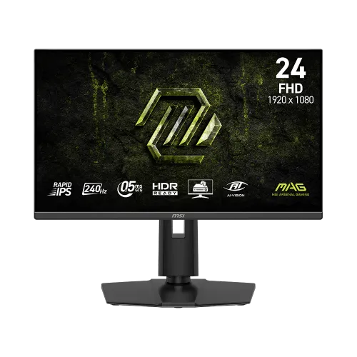 مانیتور گیمینگ MSI MAG 245PF X24 مانیتور گیمینگ ۲۴ اینچ MSI MAG 245PF X24 با پنل Rapid IPS، نرخ نوسازی ۲۴۰ هرتز و پایه ارگونومیک کامل