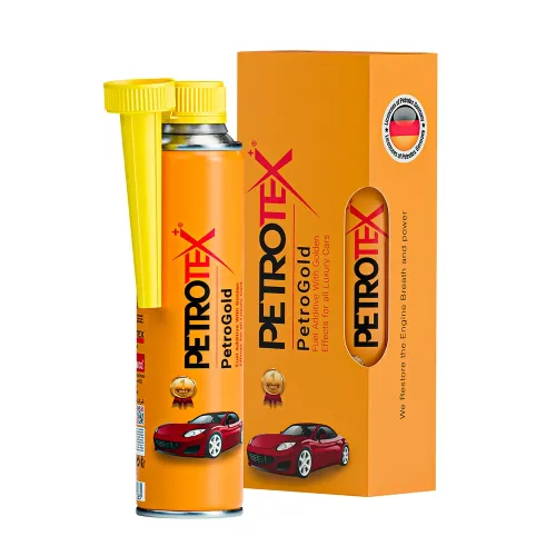 بسته‌بندی طلایی مکمل سوخت پتروتکس Petrogold 300ml با فرمول ۴ کاره مخصوص خودروهای توربو و GDI