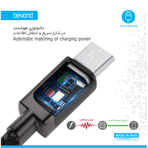 کابل شارژ بیاند Cable Micro USB Beyond BA-321 طول 1 متر کابل شارژ بیاند Cable Micro USB Beyond BA-321 طول 1 متر