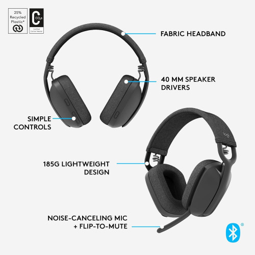 هدست بلوتوثی لاجیتک Logitech Headset Zone vibe 100 Graphite bt