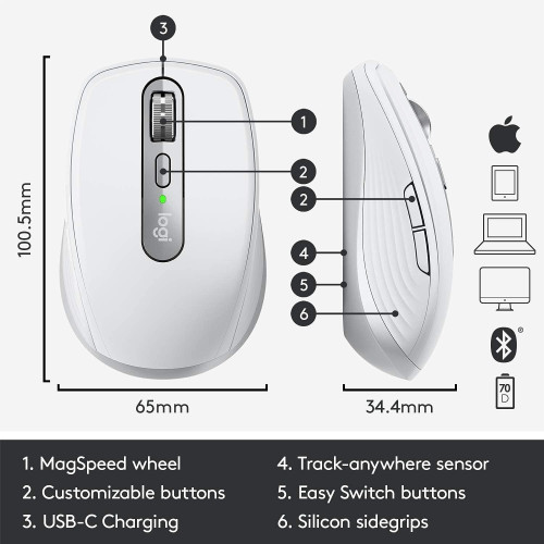 ماوس بیسیم لاجیتک Logitech MOUSE ANYWHERE 3 mac pale grey ماوس بیسیم لاجیتک Logitech MOUSE ANYWHERE 3 mac pale grey