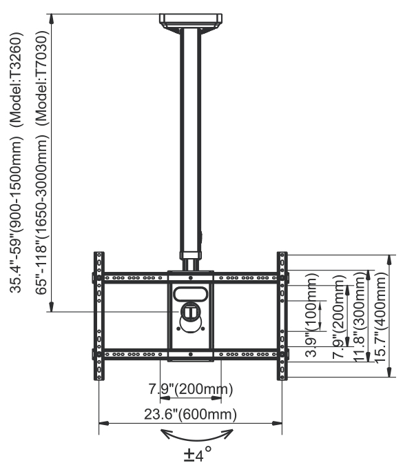 براکت (پایه) سقفی تلویزیون و مانیتور مدل LCDArm Emmy Mount T-3260